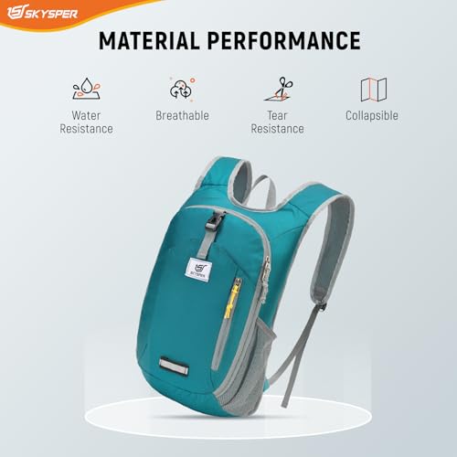 SKYSPER 10L Hiking Backpack Small Foldable Daypack Packable Lightweight Hiking Daypack Travel Day Pack for Women Men - color: Cyan