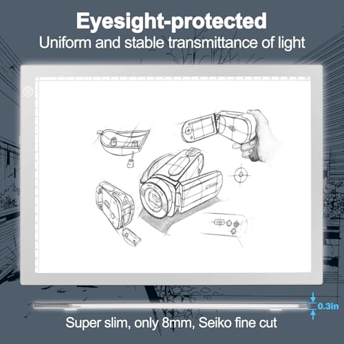 LitEnergy Rechargeable Light Board Battery Powered Light Box, Ultra-Thin Adjustable Artcraft LED Tracing Table Light Pad for Drawing, Diamond Art Painting, Sketching, Animation, Stenciling (Silver) - color: SILVER, size: 04 - 10x15inch rechargeable