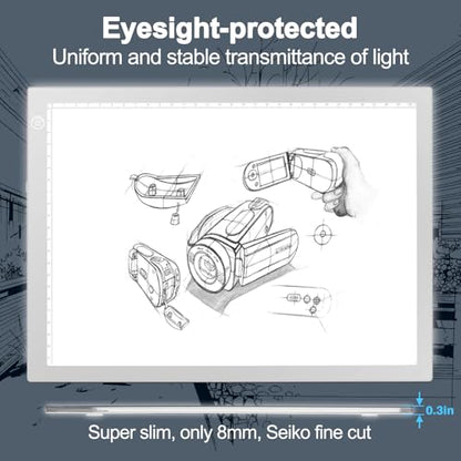 LitEnergy Rechargeable Light Board Battery Powered Light Box, Ultra-Thin Adjustable Artcraft LED Tracing Table Light Pad for Drawing, Diamond Art Painting, Sketching, Animation, Stenciling (Silver) - color: SILVER, size: 04 - 10x15inch rechargeable