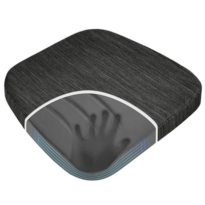 baibu Kitchen Chair Cushions, Dual-Layer Patented Design Molded Memory Foam Dining Chair Pads with Ties and Washable Cover, 17" x 16" x 2", Black - color: Black, size: 1 Count (Pack of 1)