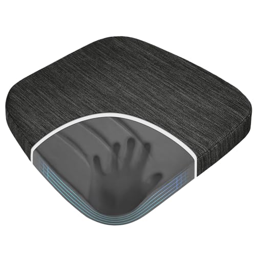 baibu Kitchen Chair Cushions, Dual-Layer Patented Design Molded Memory Foam Dining Chair Pads with Ties and Washable Cover, 17" x 16" x 2", Black - color: Black, size: 1 Count (Pack of 1)