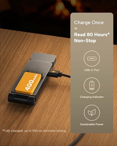 86lux Book Light, Rechargeable Clip-On LED Reading Light for Bed & Night Use - 3 Color Temperatures with Stepless Dimming, Ultralight Bookmark Design for Kids, Book Lovers, Grey - color: Gray