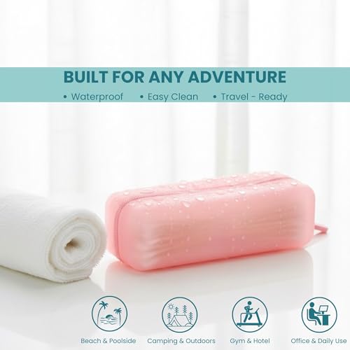 Cotton Pad Swab Travel Case, 2-in-1 Waterproof Organizer, VISFRESH (Pink) - color: Pink