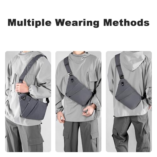 Anti Theft Travel Bag, One Shoulder Large Capacity Cross-body Bag Chest Fashion Lightweight Sling Bags for Travel Sports - color: Dark Grey, style: Right Shoulder