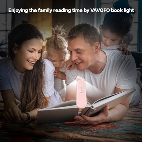 VAVOFO USB Rechargeable Book Light, Blue Lighting Blocking, Amber Light Clip On Bookmark Shaped 6 LEDs Reading Light, Eye Care for Bookworms Reading in Bed with 9 Lighting Modes (Light Pink) - color: Light Pink