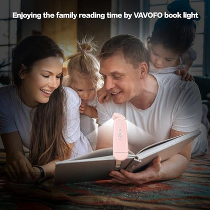VAVOFO USB Rechargeable Book Light, Blue Lighting Blocking, Amber Light Clip On Bookmark Shaped 6 LEDs Reading Light, Eye Care for Bookworms Reading in Bed with 9 Lighting Modes (Light Pink) - color: Light Pink
