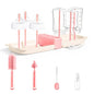 Travel Bottle Washing Kit with Storage Case, 7-in-1 Baby Travel Bottle Cleaner Kit for Travel and Home, All-in-One Baby Bottle Brush Set with Drying Rack for Bottles and Breast Pump Parts (Pink) - color: Pink