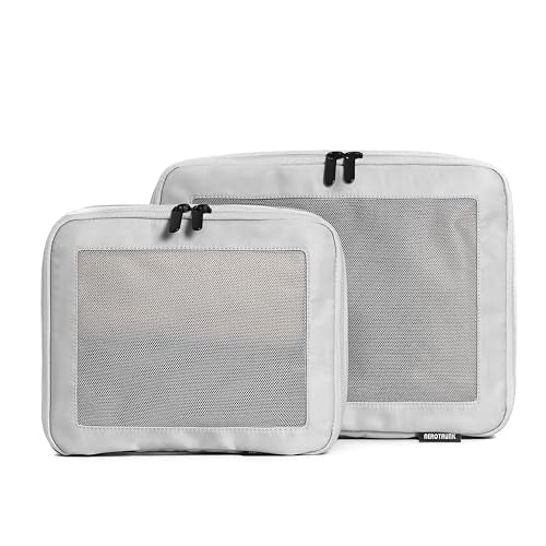 Aerotrunk Compression Packing Cubes for Travel - Luggage Organizer Bags - Double Zipper Packing Cubes for Suitcases (2-Pack, Light Grey) - color: Light Grey, size: 2-Pack
