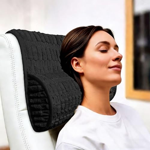 Memory Foam Neck Pillow for Cervical Support and Neck Pain Relief. | Breathable pressure relieving ergonomic cushion fits car, sofa, office chair, recliner. Black,17"W×2.7"D - color: Black, size: 17"W x 2.7"D