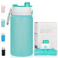 PLTCAT Collapsible Water Bottle, 19oz Foldable Bottle BPA Free Reusable Lightweight Leak-Proof Travel Silicone Water Bottle for Travel, Gym, Hiking, Office, Camping - color: Green