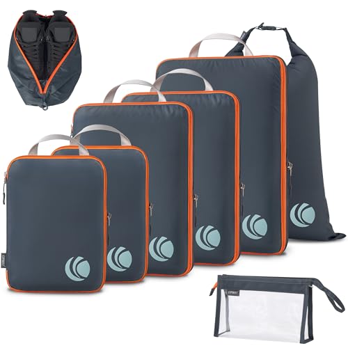 Cipway Compression Packing Cubes, Lightweight Travel Luggage Organizers with Shoe Bag, Toiletry Bag & Laundry Bag, Travel Essentials for Carry on Suitcase (8 Piece,Gray) - color: Grey, size: 8PCS