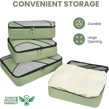BAGAIL 6 Set Packing Cubes,Travel Luggage Packing Organizers - color: The Matcha Green, style: 6 Set