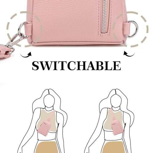 INICAT RFID Blocking Sling Bag, Anti Theft Crossbody Bag for Women Compact Travel Purses Leather - color: Pink Light