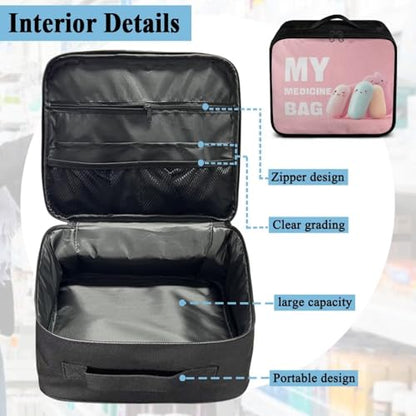 First Aid Kit Bag Empty Pink Color-Coded Emergency Medical Pouch for Hospitals Schools and Home Use Constructed with Tear-Resistant Fabric - color: Pink Cartoon