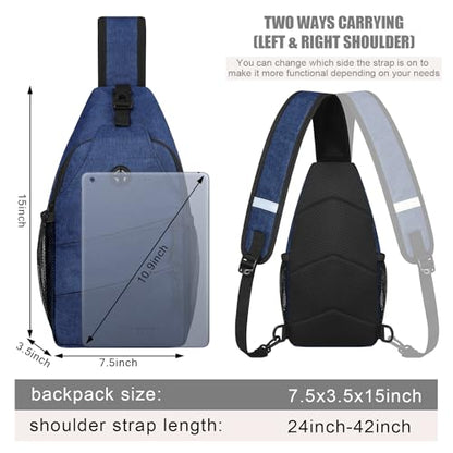 Pritent Crossbody Bags for Women Men Trendy Sling Bag Backpack Casual Chest Bag with Convertible Shoulder Strap - color: Blue, size: Medium