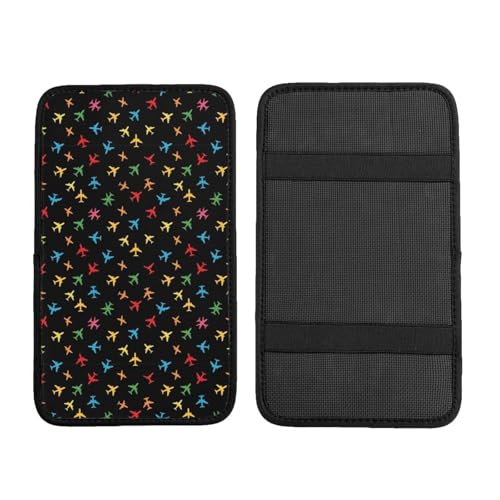 Breathable Neoprene Armrest Cover, Colorful Aircraft Airplane Black, Universal Fit Center Console Pad for Car and Truck, Non-Slip Seat Box Protector - color: Picture (611)