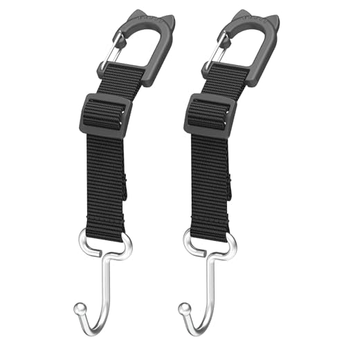 Purse Hook for Car, Adjustable Headrest Hooks, 2 Pack | 100 LBS Heavy Duty, Metal Construction, Includes Carabiner, Easy Install - style: DL2
