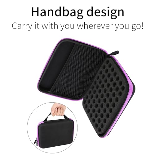 OUKENS Essential Oil Carrying Case, 1-3ml 63 Slots Hard EVA Shell Essential Oils Storage Organizer Bag with Foam Insert and Carrying Handle (Purple) - color: Purple