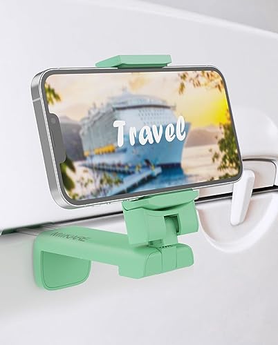 MiiKARE Travel Essentials Airplane Phone Holder, Universal Handsfree Phone Mount for Flying with 360 Degree Rotation, Travel Must Haves Phone Stand for Desk, Tray Table, Green - color: Green