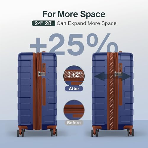 Vipbox Luggage Sets 2 Piece 20/28 Inch (3-YEARS VIP SERVICE) Hardside Expandable Lightweight Ultra Durable 100% Polycarbonate Carry On Travel Suitcase with Spinner Wheels TSA Lock, Classic Blue - color: Classic Blue, size: 2-Piece Set (20/28)