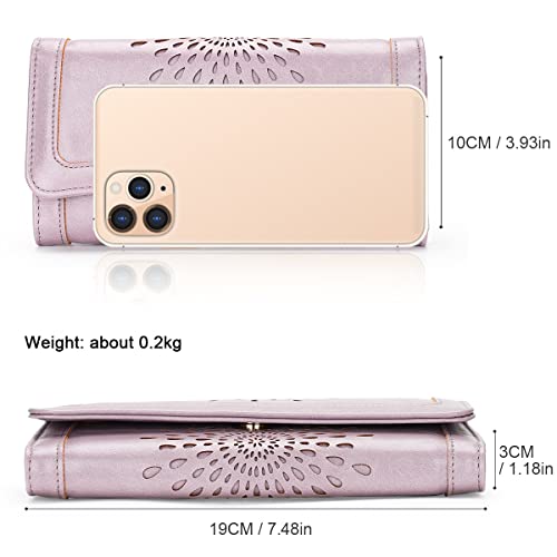 APHISON Womens Wallets RFID Blocking Leather Clutch Long Wallet for Women Card Holder Phone Organizer Ladies Travel Purse Hollow Out Sunflower Design Gift - color: D-purple