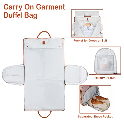 Garment Bag for Travel, Convertible Carry-on Duffel with Shoe Compartment, Waterproof & Wrinkle-Free Suit Carrier, Foldable & Lightweight, 50L - color: Pink