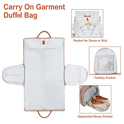 Garment Bag for Travel, Convertible Carry-on Duffel with Shoe Compartment, Waterproof & Wrinkle-Free Suit Carrier, Foldable & Lightweight, 50L - color: Pink