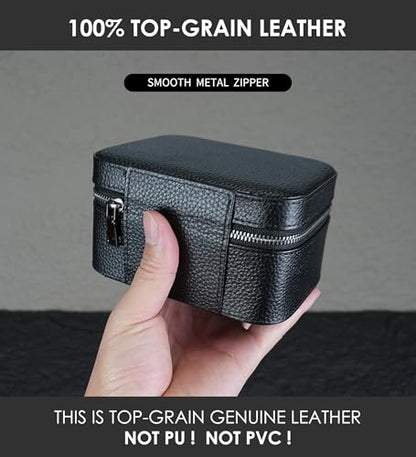 3 Watch Travel box Real Top-grain Leather, Three Watches Storage Organizer Roll Case for Man and Women, Watch Packing Box with Suede to Protection Zipper Fit All Watches Up to 60mm (3W-Z-BB) - color: 3W-Z-BBL
