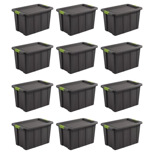 Sterilite 12-Pack Storage Bins with Lids, Heavy Duty Totes, Tuff1, 30 Gallon, Flat Gray - color: Flat Gray, size: 30 Gallon (12 Pack)