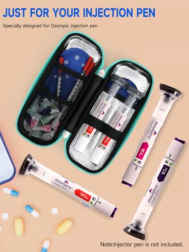 EVA Insulated Cooler Travel Case for Mounjaro Injector Pens, 2 TSA Approved Ice Pack, Real-Time Temperature Display, Medication Cooler for Travel & Daily Use - color: Compatible With Mounjaro Pens