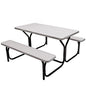 Giantex Picnic Table Bench Set Outdoor Camping All Weather Metal Base Wood-Like Texture Backyard Poolside Dining Party Garden Patio Lawn Deck Large Camping Picnic Tables for Adult (White) - color: White
