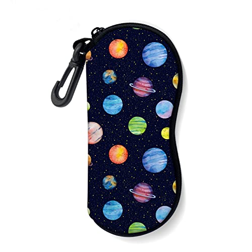 Sunglasses Soft Case with Carabiner Ultra Light Neoprene Zipper Glasses Case - color: Planet