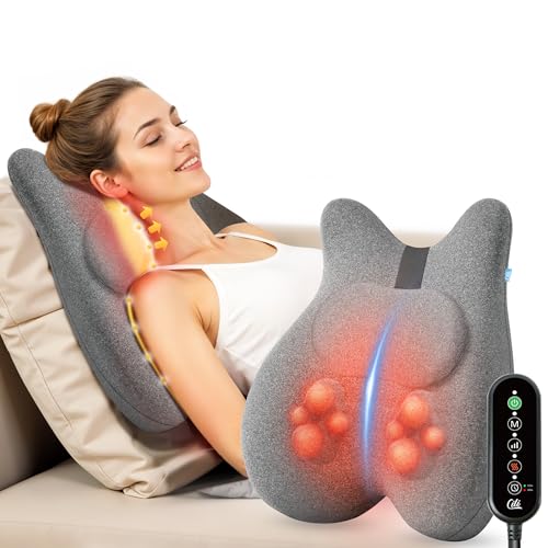 CILI Back Lumbar Support Pillow for Office Chair, Desk Chair Lumbar Back Support with Massage & Heating Function, Memory Foam Lumbar Pillow for Home Office Use - color: Dark Gray