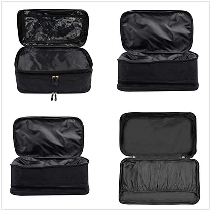 Portable Underwear Bra Storage Bag Waterproof Travel Organizers Multi-Layer Toiletry Packing Cube - color: black
