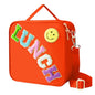 Insulated Lunch Bag With Adjustable Shoulder Strap, Nylon Preppy Lunch Box Large Insulated Lunch Bag Reusable Lunch Tote Bag with Smiley Preppy LunchBag for Girls School Travel Picnic (Orange) - color: Orange