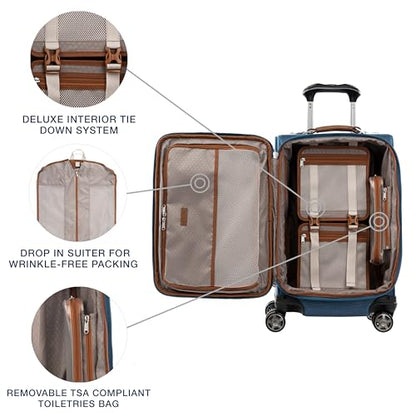Travelpro Platinum Elite Softside Expandable Carry on Luggage, 8 Wheel Spinner Suitcase, USB Port, Suiter, Men and Women, Coastal Blue, Carry On 21-Inch - color: Coastal Blue, size: Carry-On 21-Inch