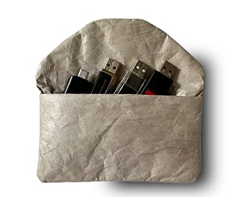 Vintage/Retro Style Fiber Paper Electronic Organizer Case, Pouch Small Portable Accessories Bag - color: Gray