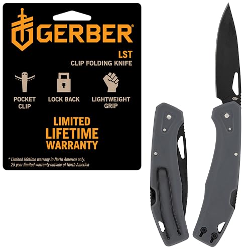 Gerber Gear LST - EDC Pocket Knife - Survival Tactical Tool for Travel, Camping & Outdoor Adventure - Lightweight & Compact Folding Knife - Stainless Steel Blade - Gray - color: Gray
