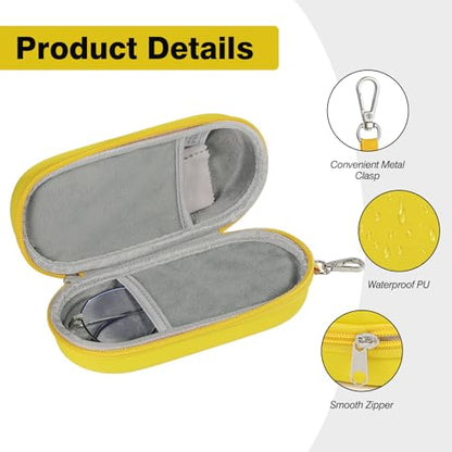 MoKo Double Eyeglass Case, Hard Shell Dual Glasses Case, Travel Sunglass Organizer with Zipper, Eyeglasses Storage Box - color: Yellow-oval
