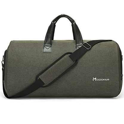 Modoker Convertible Garment Bag with Shoulder Strap, Carry on Garment Duffel Bag for Men Women - 2 in 1 Hanging Suitcase Suit Travel Bags,Forest Night - color: Forest Night