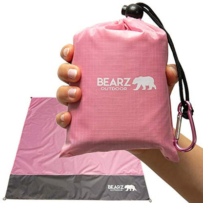 Pocket Blanket - Beach Blanket Waterproof Sandproof, Picnic Blankets Waterproof Foldable, Lightweight & Compact for Hiking, Camping, Travel, Festival Accessories - color: Cotton Candy Pink