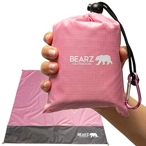 Pocket Blanket - Beach Blanket Waterproof Sandproof, Picnic Blankets Waterproof Foldable, Lightweight & Compact for Hiking, Camping, Travel, Festival Accessories - color: Cotton Candy Pink