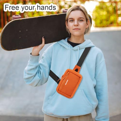 Small Sling Bag for Women Men Chest Bag Water Resistance Mini Crossbody Bag Adjustable Strap Lightweight Shoulder Bag - color: 03-orange