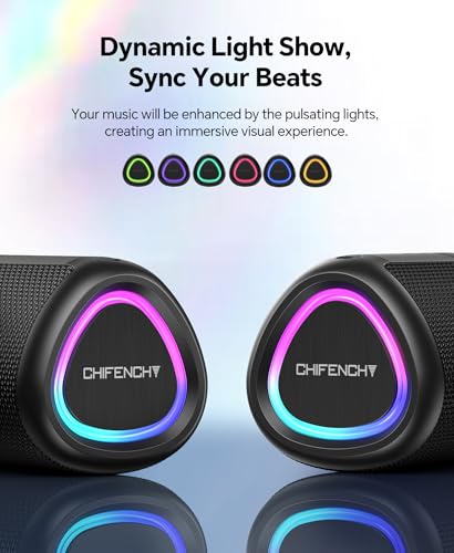 Portable Bluetooth Speaker Beach Essentials: Powerful Crystal Clear Sound/Dynamic Light/IPX5 Waterproof/All Day Playtime/Wireless BT 5.3/TWS Paring, Dad Gifts, Outdoor|Travel|Camping|Pool Accessories - color: Black