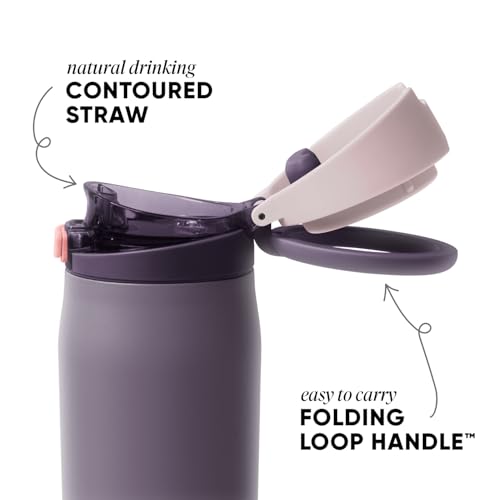 Simple Modern Mesa Loop Water Bottle with Covered Straw and Handle | 24oz Cup Holder Friendly Insulated Stainless Steel Bottles for Travel, Sports and School | Iris Sage - color: -Iris Sage, size: 24 Ounces