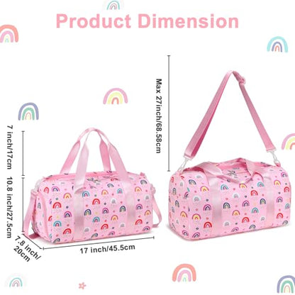 Gym Bag Sports Duffle Bag with Wet Pocket Weekender Overnight Bags with Waterproof Shoe Pouch and Air Hole for Girls Kids Women Workout Travel Bags (Rainbow) - color: Rainbow