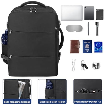 HILOMON Travel Backpack Carry-on Flight Approved, TSA Approved 17x13x8 Personal Item Size Airplane Approved Weekender Bag, Water Resistant Lightweight Laptop Daypack for Men Women