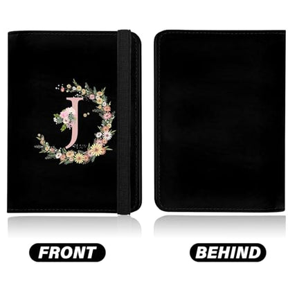 Cute Passport Holder and Holder Combo Passport Cover with RFID Blocking Women Men Compatible Wallet Credit Card Protector (Initial Monogram-J) - color: Black-J