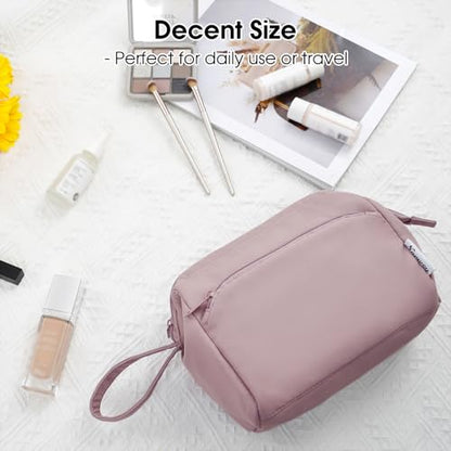 Narwey Large Makeup Bag Women Wide-open Make up Bag Travel Cosmetic Bag Organizer Toiletry Bag for Cosmetics Toiletries Accessories (Dusty Rose) - color: Dusty Rose
