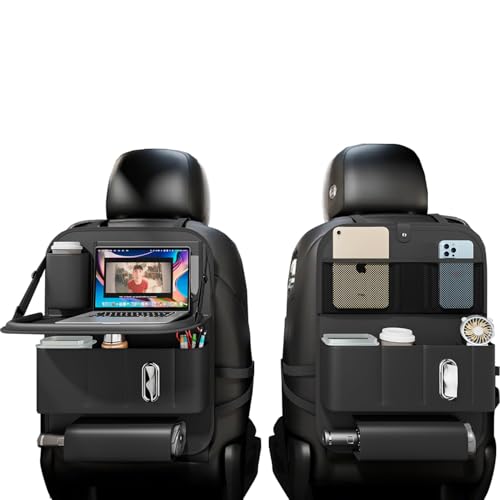 XDV Car Seat Organizers,Multi-functional Back Seat Protectors, Storage Pouches, Child kicking prevention and Tray Holders (for Cars, Kids, Seat Back and Rear Seats) (Black, 2 Pcs) - color: Black, size: 2 Pcs